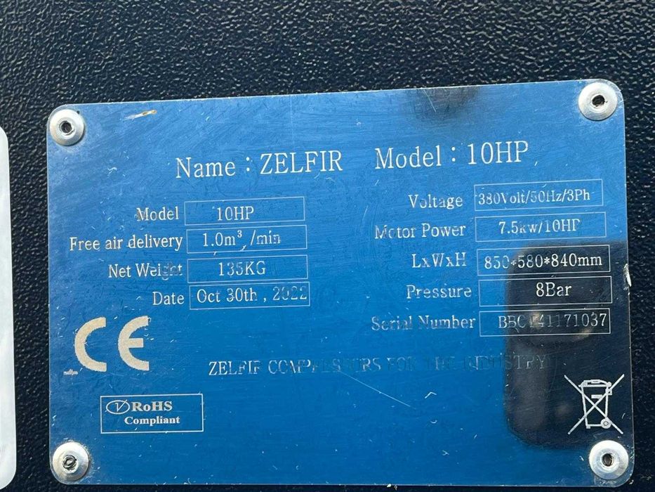 Compresor nou cu surub - ZELFIR 7.5 kw 8 BAR