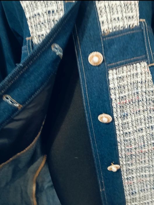 Rochie denim si tweed marca River Island M
