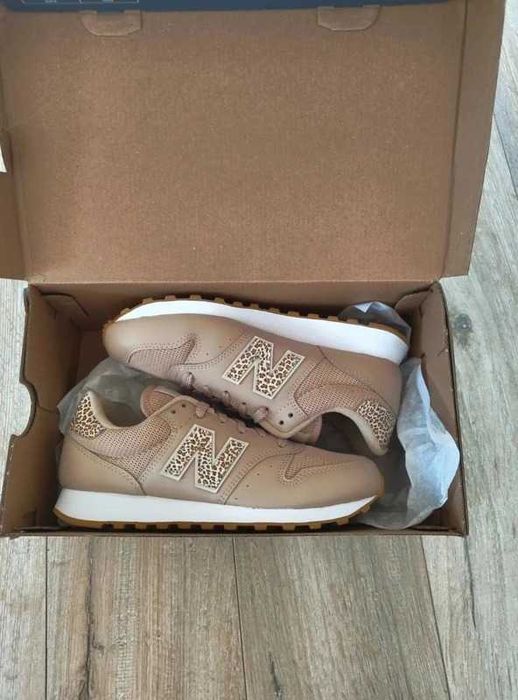 Adidasi New Balance 500 dama marimea 37 bej leopard sneakers piele intoarsa NOI
