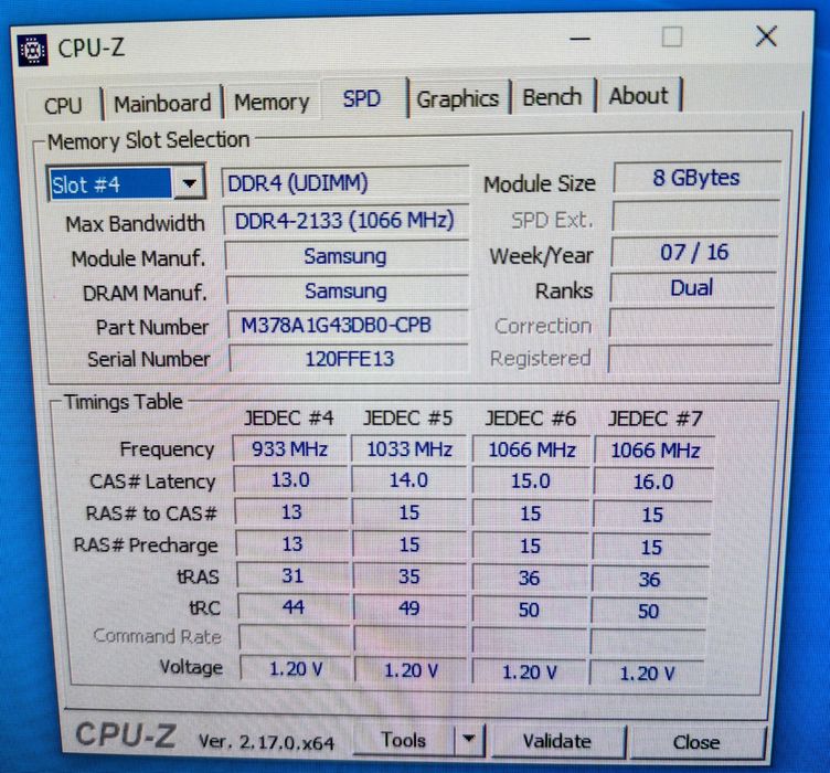 Memorie RAM PC DDR4 16GB 2 x 8GB 2133MHz Samsung