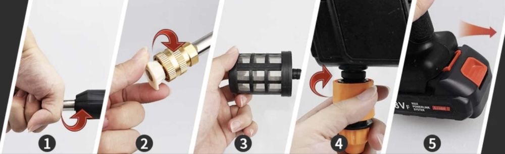 Акумулаторна Водоструйка за миене на автомобили дом и градина.2батерии