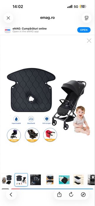 Protectie impermeabila pentru scaun auto copii, scaun de masa si carucior Das Schaf™, 40x44 cm, reutilizabila, material respirabil, antiderapant