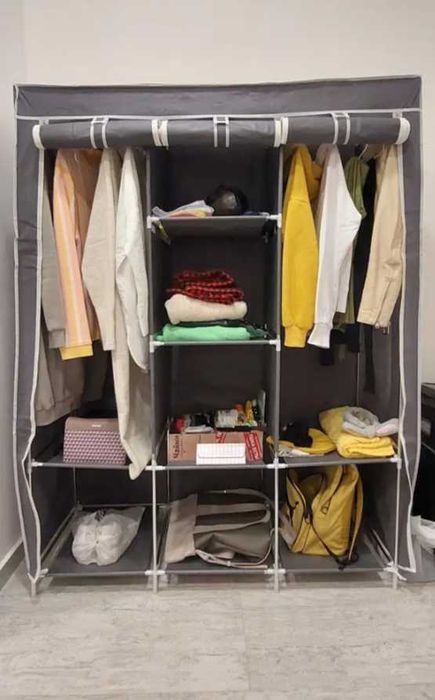 Гардероб за съхранение, сгъваем шкаф с рамка от плат, шкаф