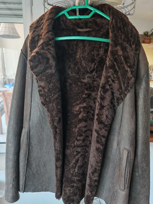 scurta piele intoarsa cu blana 42 44 maro