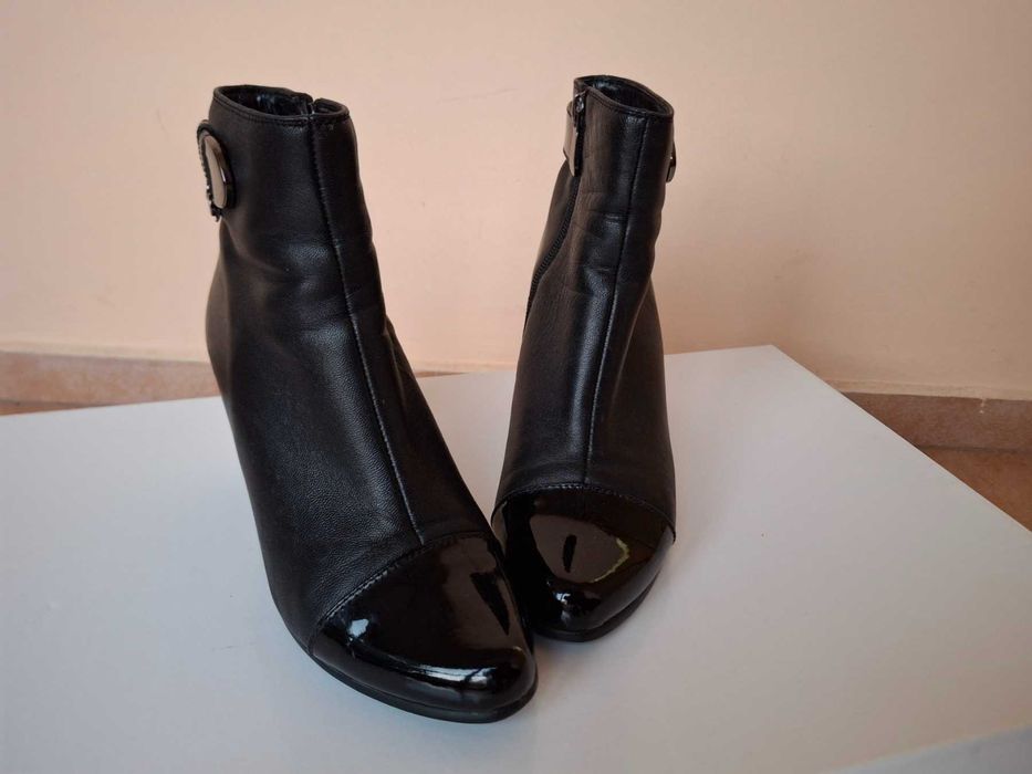 Боти Естествена Кожа и Естествен Лак с Метални Декорации!№ 37