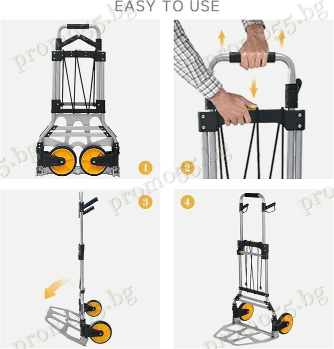 Сгъваема Ръчна Алуминиева Количка за Тежък Багаж с Телескопична Дръжка