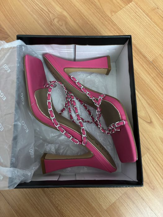 Чехли с ток - цвят фуксия