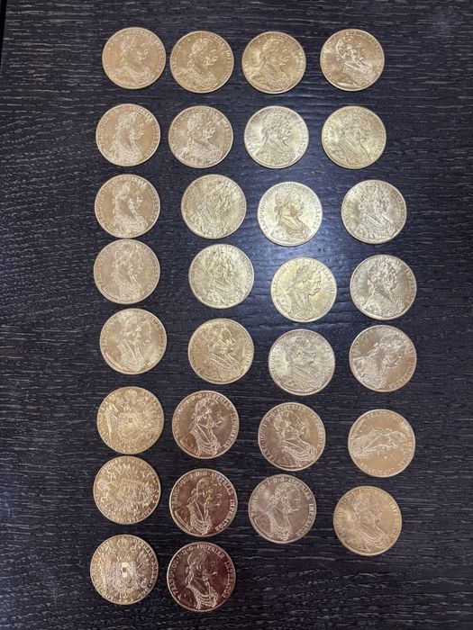 Vând monede placate cu aur de 24k Frank Iosif 4 ducat 1915 1la1