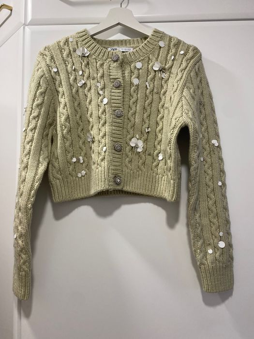 НОВО!Дамски пуловер ZARA с камъни L размер