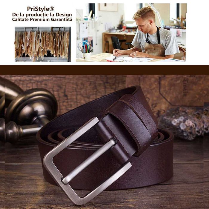 Curea De Piele pentru Barbati, 120 cm, Maro/Negru