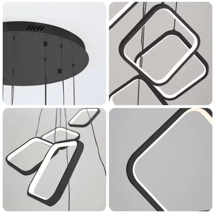 Висящи черни квадрати 86W 9 глави визящи до 3 м. за висок таван