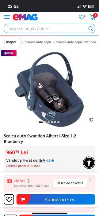 Scoica auto Swandoo Albert,husă la schimb pentru vară