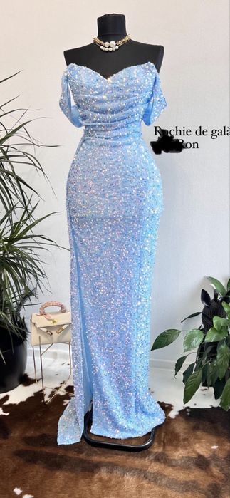 Rochie paiete bleu lunga