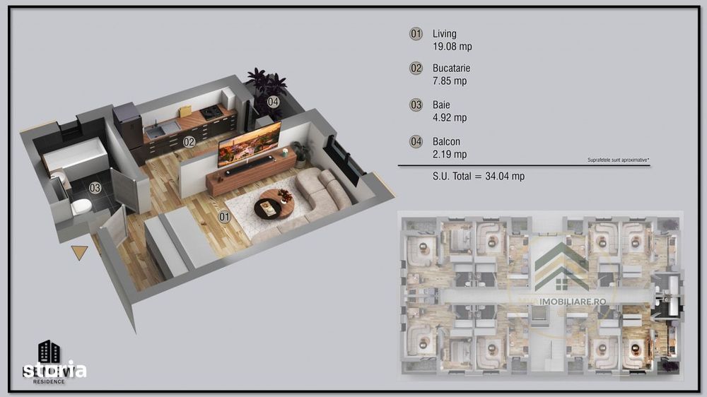 Garsoniera in zona Militari Residence bloc finaliat