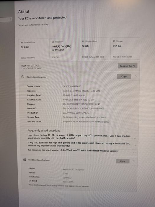 PC Gaming High-End i5 14600KF / RTX 3060 12GB / DDR5 32GB