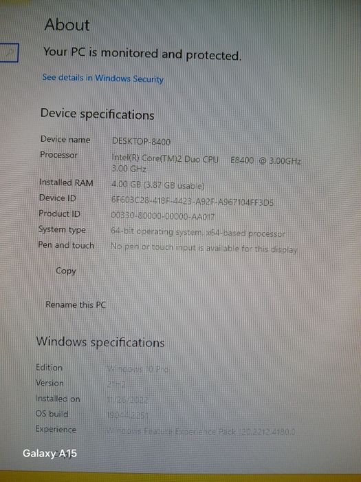 Unitate pc+monitor+tastatură