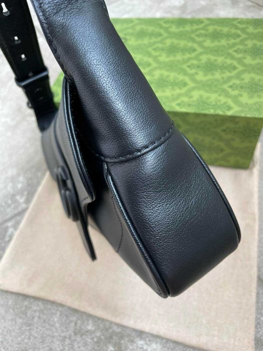 Gucci Чанта Aphrodite Гучи Черна Мека Кожа Матово GG Лого Оригинална