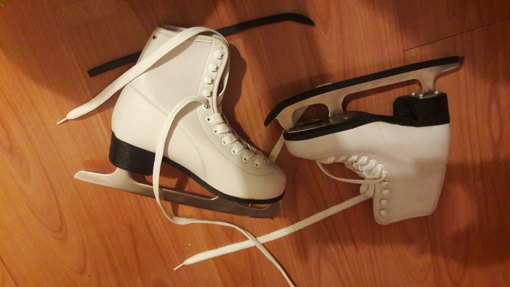 Patine gheata patinaj artistic albe mas 32-33, talpic 21 cm, NOI