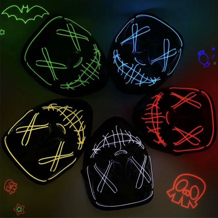 Хэллоуинская неоновая светодиодная маска ужаса maska punk Halloween