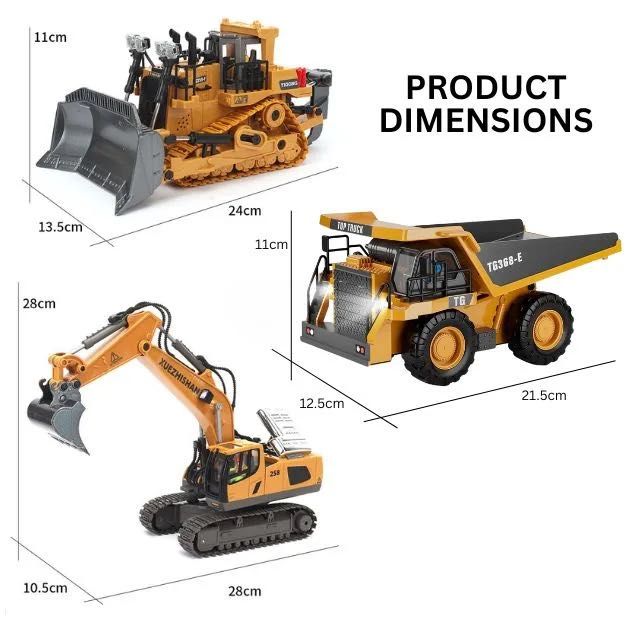Set Mașini construcții cu telecomandă pentru copii, sunete, lumini