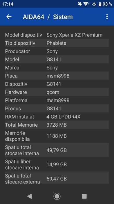 Vand Sony Xperia XZ Premium pentru audiofili, baterie usor umflata