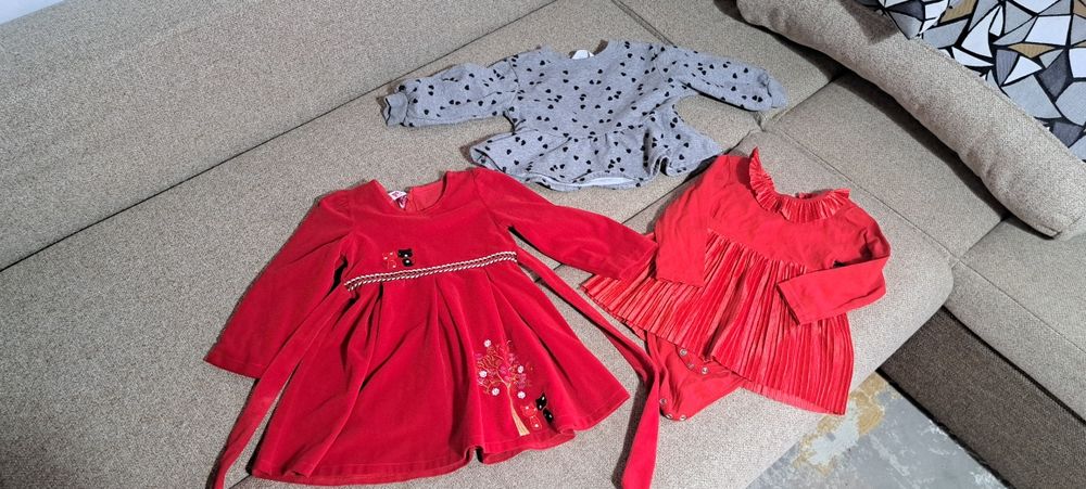 Lot rochita catifea, bluza peplum, body festiv 92