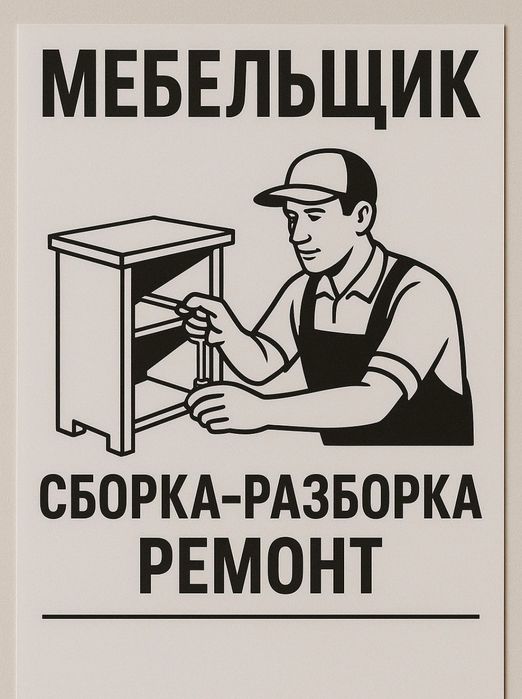 Mebelchi usta mebellarni yechamiz yig‘amiz o‘rnatamiz ta‘mirlaymiz