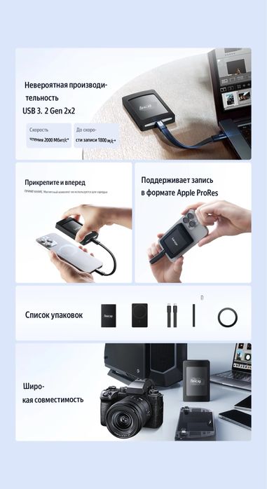 Внешний SSD Lexar SL500 Magnetic Set 1-2 Tb / Verbatim /Доставка 24/7