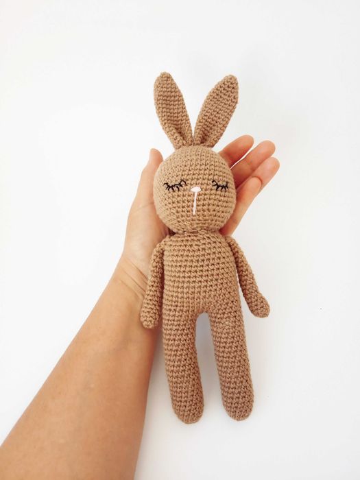 Зайчета ръчна изработка, плетена играчка за бебе, неутрален цвят
