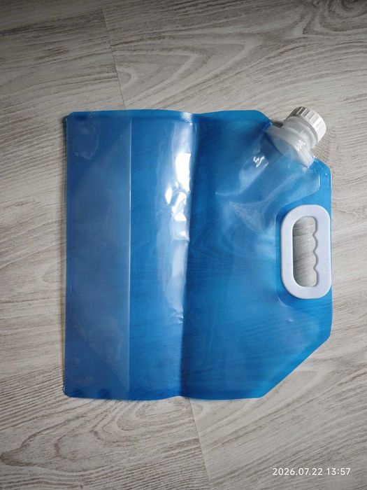 Bidon pliabil pentru apa, 5L portabil, cu maner, albastru