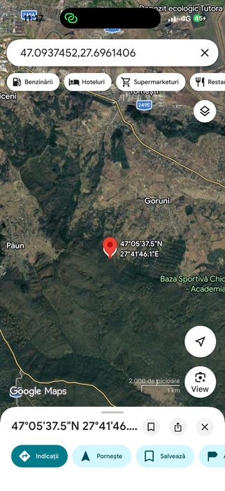 Pers fiz teren extravilan langa padure Paun-Goruni