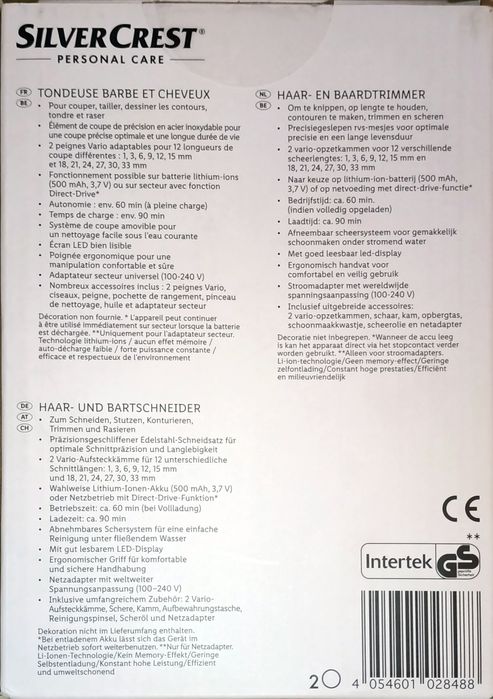 Masina de tuns si pentru barba SilverCrest nou