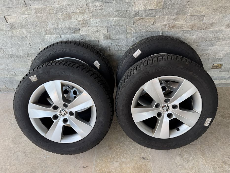 Jante aliaj 16” Skoda,anvelope iarna 215 60 16 Dunlop