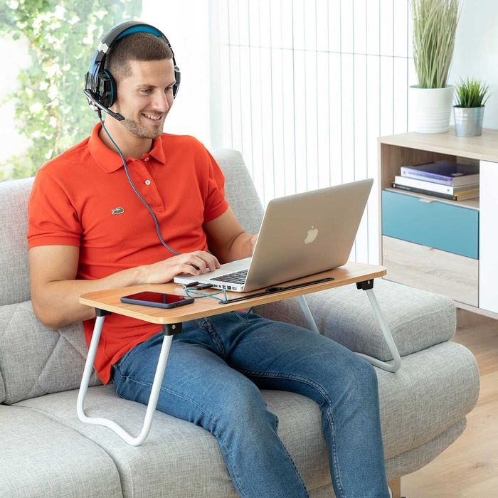 Masuta servire la pat cu suport pentru telefon sau tableta 60x27x40 cm