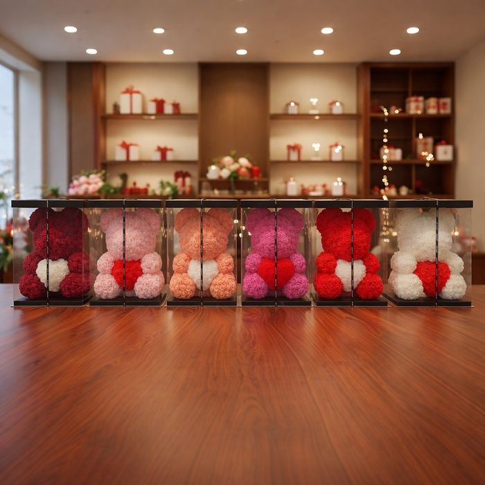 Мече от рози в подаръчна кутия за Свети Валентин