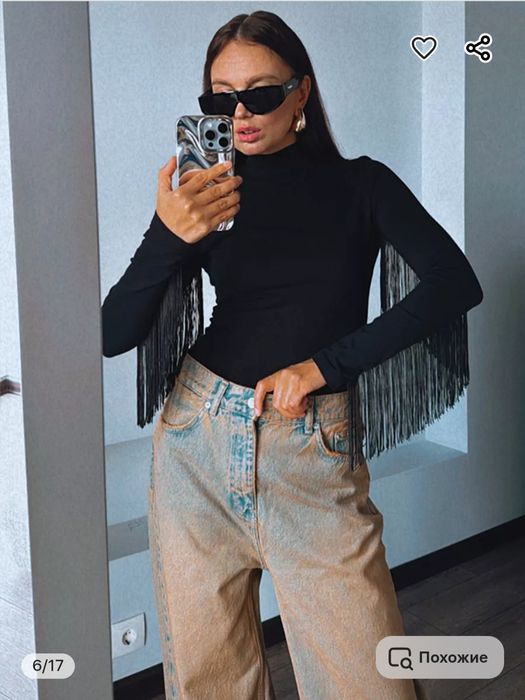 Боди праздничное с бахромой