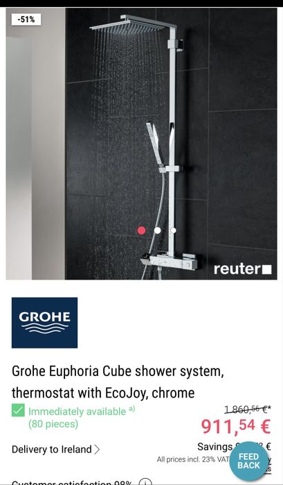 Sistem complet de dus cu cap tip ploaie, para dus, robinet termostatic