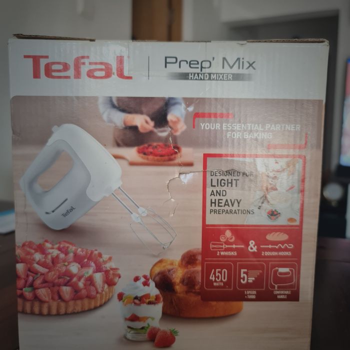 Mixer de mana TEFAL Prep'Mix HT450B38, 450W, 5 trepte viteza