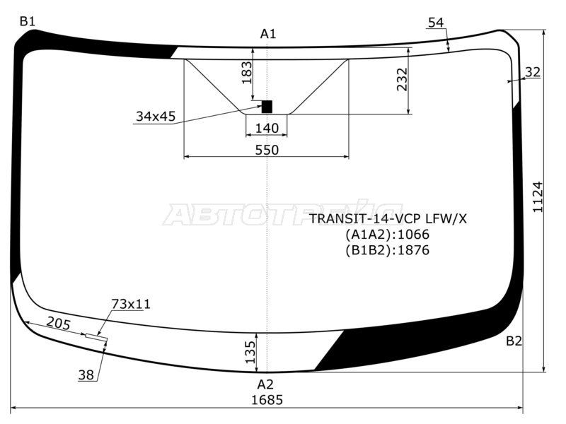 Стекло лобовое  Ford Transit