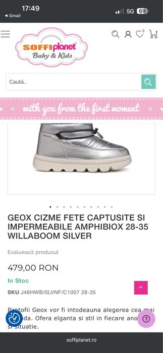 Cizme fetite Geox imblanite si inpermeabile