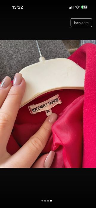 Palton din stofă cu conținut de lână și poliester