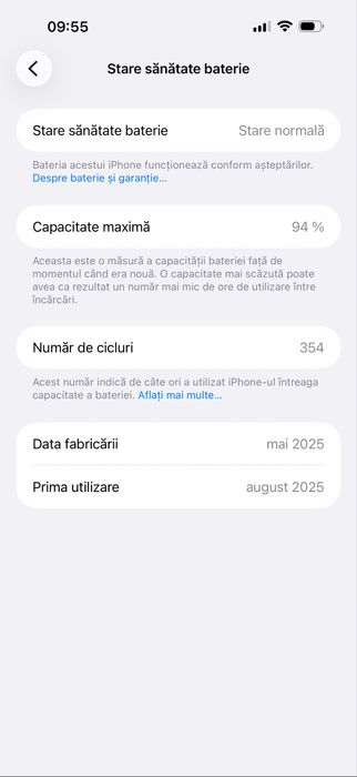 Vand iPhone 16 Pro Max 256GB Black Titanium Baterie 94% + Huse Mobilfox și accesorii