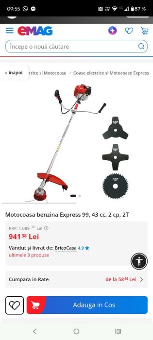Motocoasă de umăr ruris