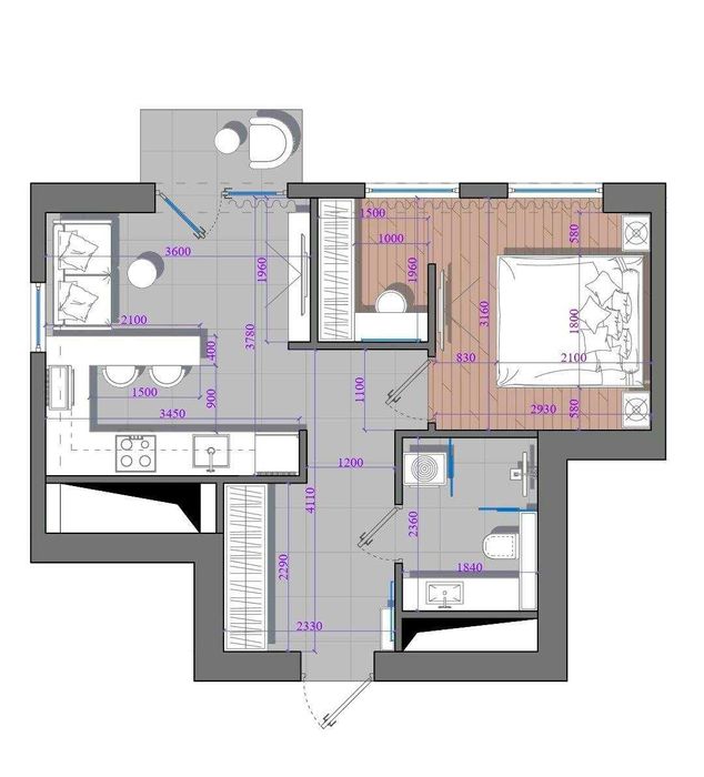 Новостройка 40м² 2 комнаты Mirabad Avenue