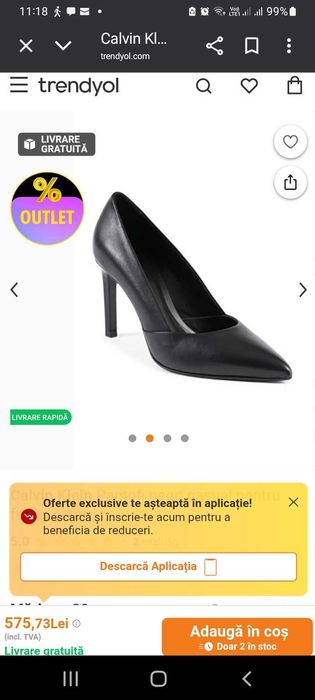 Pantofi din piele Calvin Klein, mărimea 39