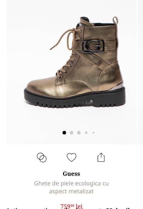 Ghete GUESS din piele ecologică cu aspect metalizat
