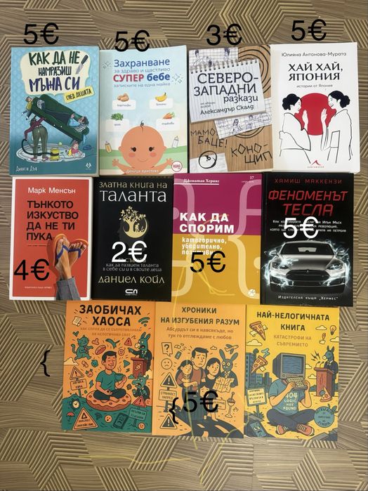 Продавам следните книги: