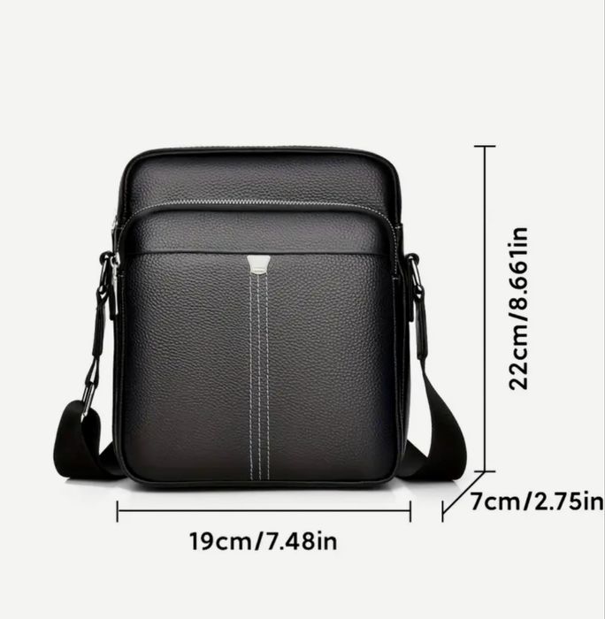 Италианска мъжка кожена чанта с две модерни визий /Черна естест. кожа!