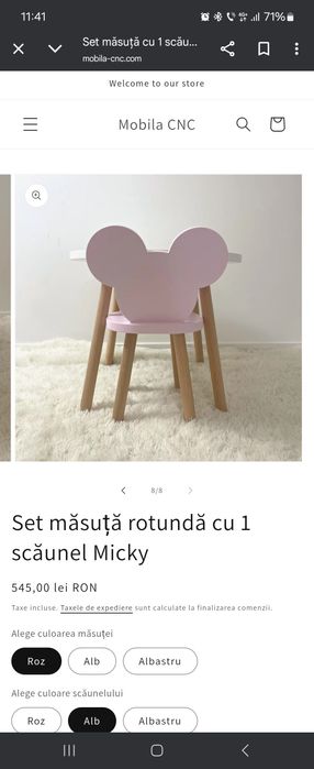 Masa reglabila pe inaltime si Scaun Mickey Mouse