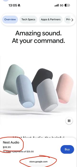 Google Nest Audio умная колонка